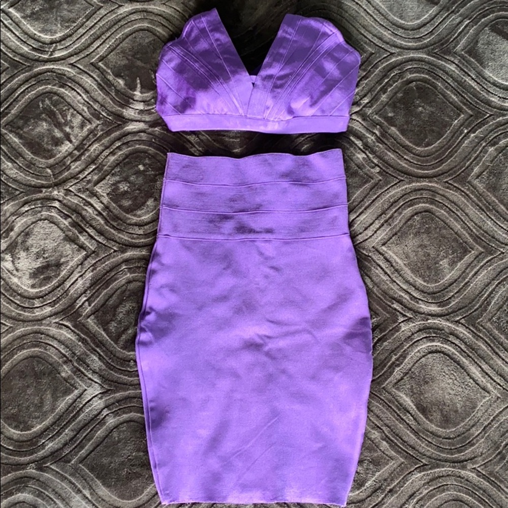 2 piece bandage crop top and skirt